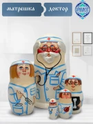 Матрешка деревянная детская Доктор, 5 мест, 15 см (0128777-1)