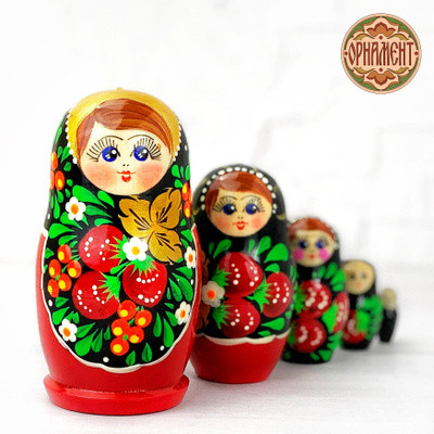 Матрешка 5 мест 10 см хохлома