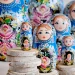Матрешка деревянная, Букет Синий, 7 мест, 24 см (0133757-10)