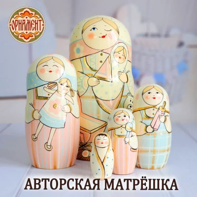 Матрешка деревянная авторская, 5 мест, 18 см (0133749-2)