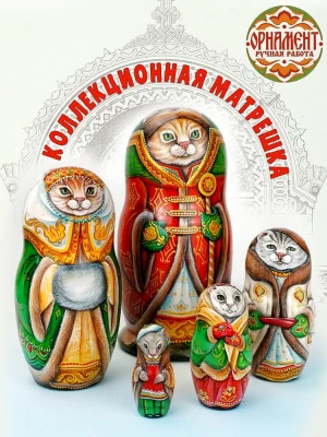 Матрешка деревянная кот (0129935)