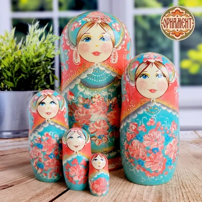 Матрешка деревянная, 5 мест, 19 см (0133783-1)