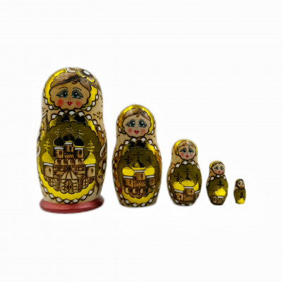 Матрешка 5 мест жженая мелочь №2, 11 см