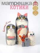 Матрешка деревянная детская, Котики (0127134-7)