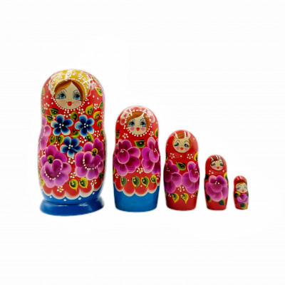Матрешка 5 мест цветы №2, 18 см 