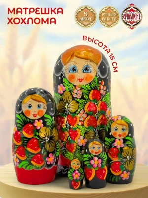 Матрешка деревянная детская, 5 мест, 15 см (0127210-20)