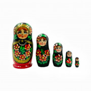 Матрешка 5 мест цветы мелочь №2, 11 см