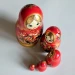 Матрешка 5 мест 15 см Птица Счастья красная