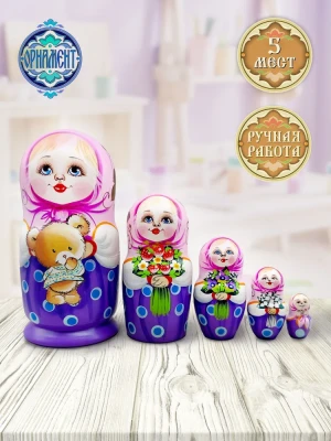 Матрешка деревянная детская 15 см 5 мест (0133791-1)