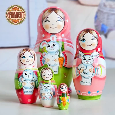 Матрешка деревянная детская авторская 5 мест 15 см (0124562-5)