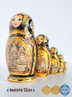 Матрешка деревянная Кижи Русский север, 5 мест, 12 см (0133287-4)