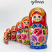 Матрешка деревянная традиционная 10 мест, 24 см (0133779-3)