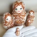 Матрешка деревянная детская игрушка Разные лица с младенцем 5 мест 16 см авторская ручная работа (03