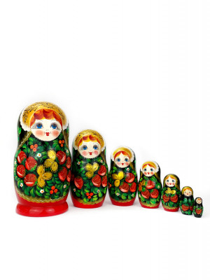Матрешка  7 мест цветы, 21 см 