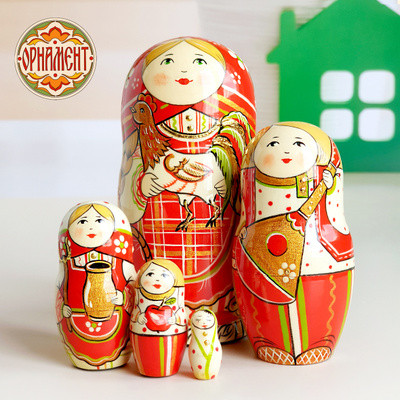 Матрешка 5 мест 11 см курочка