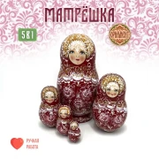 Матрешка деревянная гжель, 14 см, 5 мест (0133767-6)