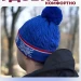 Шапка Россия с помпоном зимняя синяя, шапка с флисовой подкладкой