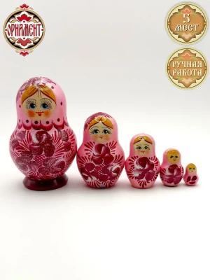 Матрешка деревянная детская, 5 мест, 10 см (0127115-3)