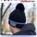 Шапка Russia с помпоном зимняя черная с синим, шапка с флисовой подкладкой