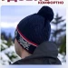 Шапка Russia с помпоном зимняя черная с красным, шапка с флисовой подкладкой