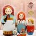 Матрешка деревянная авторская, Первая матрешка, 5 мест, 17 см (0129363-1)