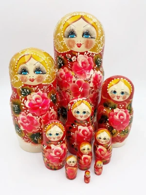 Матрешка деревянная, 10 мест, 21 см (0128818-21)