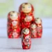 Матрешка 5 мест 11 см Кружево красная