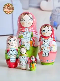Матрешка 5 мест 15 см Зайка