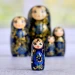 Матрешка 5 мест 11 см Кружево темно-синяя
