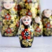 Матрешка 5 мест 15 см Кружево черная