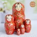 Матрешка 5 мест 15 см Кружево красная