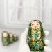 Матрешка 5 мест 11 см Кружево зеленая