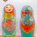 Матрешка 5 мест 15 см Цветы/разные лица красная