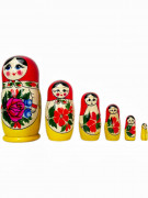 Матрешка 6 мест Семеновская, 14 см