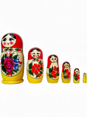 Матрешка 6 мест Семеновская, 14 см