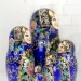 Матрешка 5 мест 15 см Букет синий