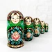 Русская матрешка деревянная Зеленый букет, 5 мест, 12 см