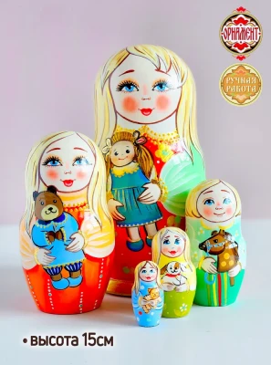 Матрешка деревянная детская игрушка 5 мест 15 см (0124562-13)