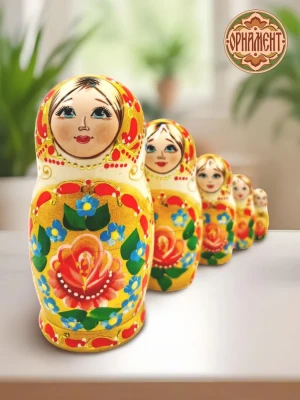 Русская матрешка деревянная, 5 мест, 12 см (0133760-5)
