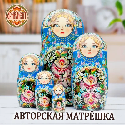 Матрешка деревянная, Красный букет, 5 мест, 18 см (0133757-6)